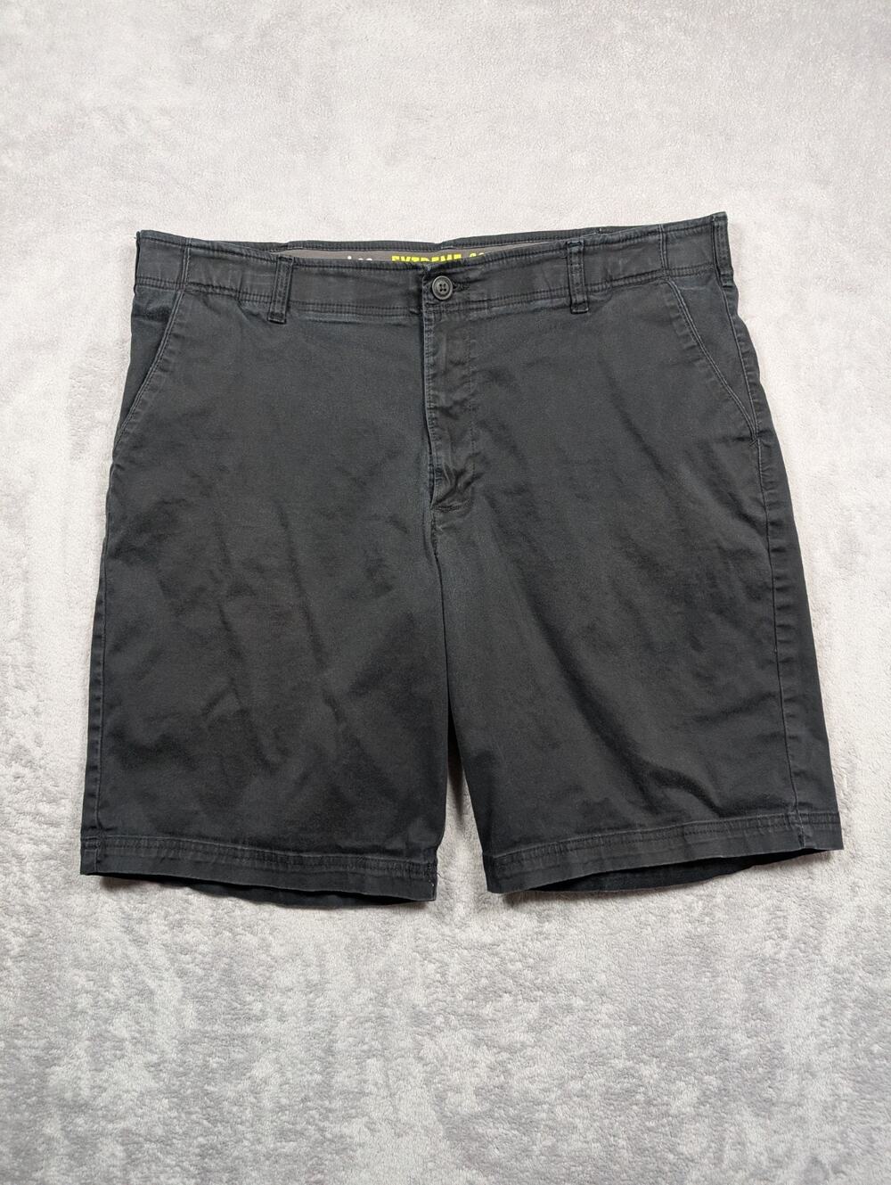 Lee Extreme Comfort Flat Front Shorts Mens Size 38 Waist Black Elastic Waistband